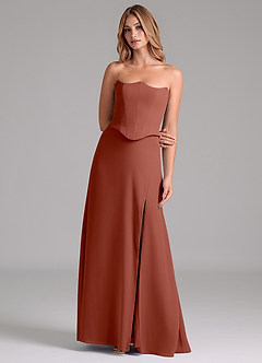 Azazie Jenilyn Bridesmaid Dresses Auburn A-Line Strapless Chiffon Dress image4