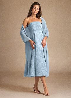 Azazie Lorain Mother of the Bride Dresses Sky Blue A-Line Pleated Floral Burnout Dress image1