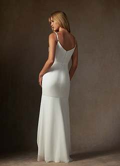 Azazie Sunbeam Abiti da Sposa Abito Sirena in Chiffon Perline Bianco Diamante image2