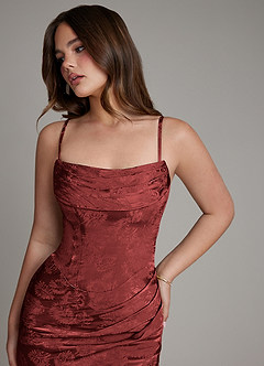 Azazie Electra Vestidos de damas de honor Vestido de Jacquard Color óxido de Jacquard Floral de Corte Sirena con Corsé image3