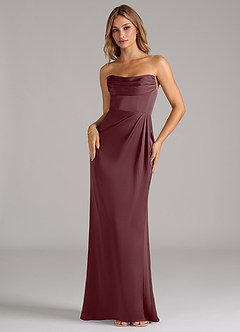 Azazie Johana Bridesmaid Dresses Sangria Mermaid Off the Shoulder Stretch Satin Convertible Dress image5