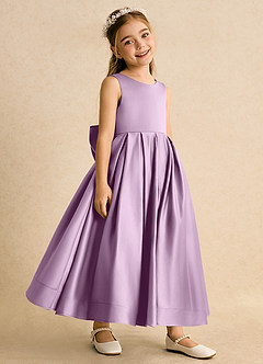 Azazie Cailee Blumenmädchenkleider Ballkleid Plissee Matte Satin Kleid Blauregen image3