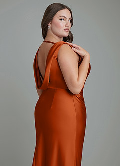 Azazie Kieryn Bridesmaid Dresses Burnt Orange Mermaid Pleated Stretch Satin Dress image13