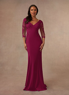 Azazie Fanny Mother of the Bride Dresses Burgundy Mermaid Lace Dress image1