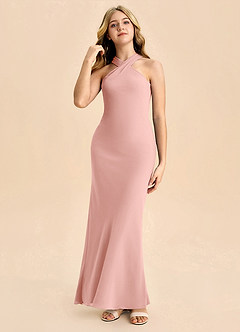 Azazie Doretta Junior Rosette Sheath Pleated Chiffon Dress image3