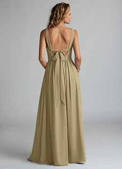 Azazie Aziza Bridesmaid Dresses Moss Green A-Line V-Neck Pleated Chiffon Dress image4