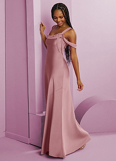 Barbie ♥ Azazie Brudtärnklänningar Klänning av Tubklänning i Stretch Satin Plisserad Dammig Ros image4