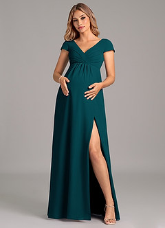 Azazie Allessia Maternity Bridesmaid Dresses A-Line Pleated Chiffon Floor-Length Dress image5
