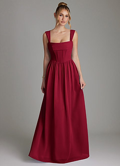 Azazie Caterina Bridesmaid Dresses Burgundy A-Line Corset Chiffon Dress image4