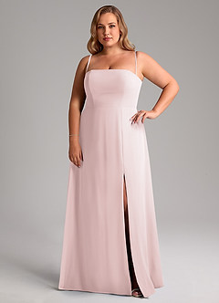 Azazie Wren Bridesmaid Dresses Blushing Pink A-Line Side Slit Chiffon Convertible Dress image14