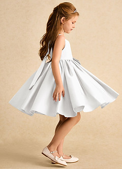 Azazie Jessie Flower Girl Dresses White A-Line Bow Matte Satin Dress image3