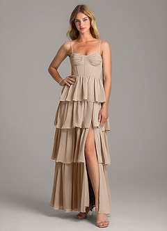 Azazie Alanna Bridesmaid Dresses Taupe A-Line Sweetheart Neckline Chiffon Dress image3