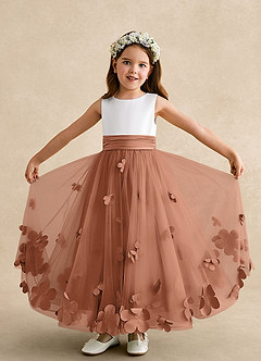 Azazie Vi Flower Girl Klänningar Klänning A-Line i Tyll Ärmlös image5