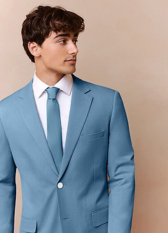 front James Steel Blue Structured Stretch Suit Jacket
