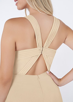 Azazie Jane Brautjungfernkleider A-Linie V-Hals Gefaltet Chiffon Kleid Champagner image5