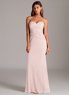 Azazie Katelyn Venta Final Vestido de Rosa Rubor de Malla de Corte Recto Convertible con Sin tirantes image6