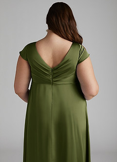 Azazie Allessia Maternity Bridesmaid Dresses A-Line Pleated Stretch Satin Floor-Length Dress image12