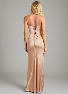 Azazie Sorrel Vestidos de damas de honor Vestido de Rosa Inglesa de Satén Elástico de Corte Sirena Convertible con Sin tirantes image2