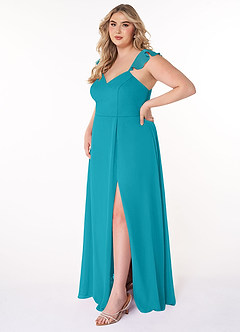 Azazie Everett Bridesmaid Dresses Jade A-Line V-neck Ruched Chiffon Dress image8