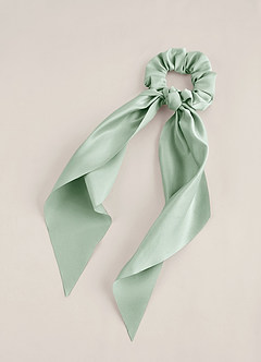 front Matching Color Matte Satin Hair Scarf Scrunchie Set