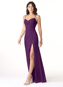 Azazie Reneya Bridesmaid Dresses Grape Mermaid Bow Mesh Dress image3