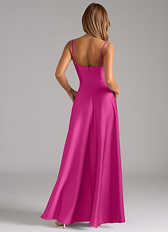Azazie Elle Bridesmaid Dresses Fuchsia A-Line Pleated Stretch Satin Dress image7