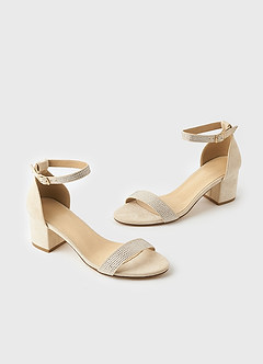 front Shimmer Strap Block Heel Sandalen