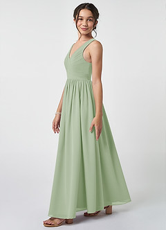 Azazie Keyla Junior Dusty Sage A-Line Pleated Chiffon Dress image3