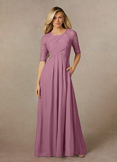 Azazie Raelyn Mother of the Bride Dresses Vintage Mauve A-Line Lace Mesh Dress image1