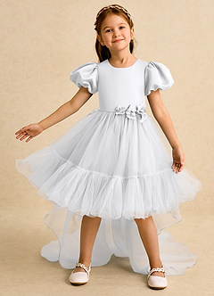 Azazie Cocoa Abiti da Ragazza di Fiori Abito Principessa in Tulle Plissettato Bianco image3