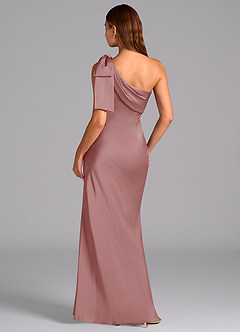 Azazie Yuanna Bridesmaid Dresses Dusty Rose Mermaid One Shoulder Stretch Satin Dress image2