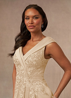 Azazie Calathea Mother of the Bride Dresses Champagne A-Line Lace Dress image5