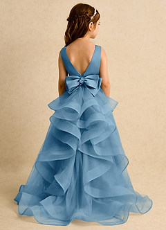 Azazie Lior Robe Demoiselle D'honneur Fillette Robe Princesse en Tulle Plissée Acier Bleuté image7