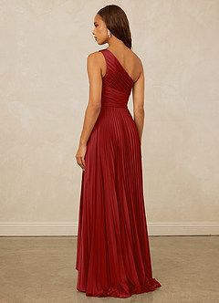 Christian Siriano Bridal for Azazie 1008 Brautjungfernkleider A-Linie One-Shoulder Stretch-Satin Kleid Granatapfelrot image2