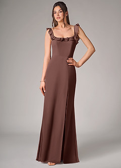 Azazie Callie Bridesmaid Dresses Espresso Mermaid Side Slit Chiffon Convertible Dress image4