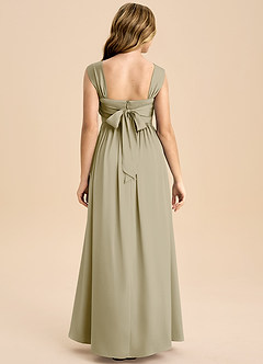 Azazie Hattie Junior A-Linie Plissee Stretch-Satin Kleid Moosgrün image2