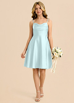 Azazie Bear Junior Sea Glass A-Line Sweetheart Neckline Stretch Satin Dress image1