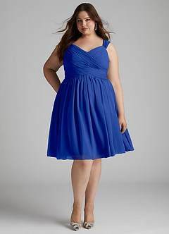 Azazie Angie Brautjungfernkleider A-Linie Korsett Chiffon Kleid Königsblau image11