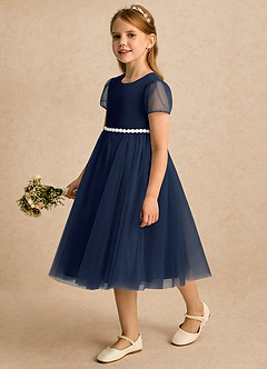 Azazie Kaylor Flower Girl Klänningar Klänning A-linje i Tyll Plisserad image4