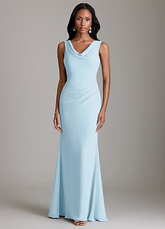 Azazie Linelle Bridesmaid Dresses Sky Blue Mermaid Pleated Chiffon Dress image5