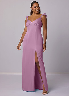 Barbie ♥ Azazie Bridesmaid Dresses Wisteria Sheath Stretch Satin Dress image6