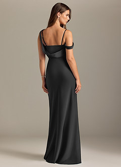Azazie Madelyn Vestidos de damas de honor Vestido de Negro de Satén Elástico de Corte Sirena Convertible con Vestidos sin tirantes image2
