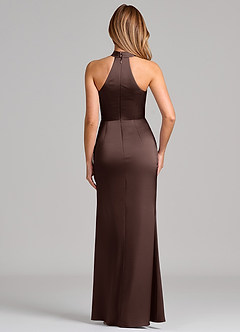 Azazie Karlotta Suknie dla druhen Osłona Pofałdowany Satyna elastyczna Do ziemi Sukienka image2