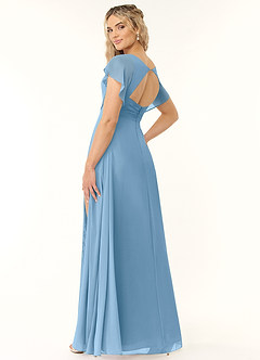 Azazie Rylee Bridesmaid Dresses Steel Blue A-Line Pleated Chiffon Dress image4