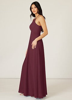 Azazie Sarah Final Sale Cabernet Empire Pleated Chiffon Dress image3