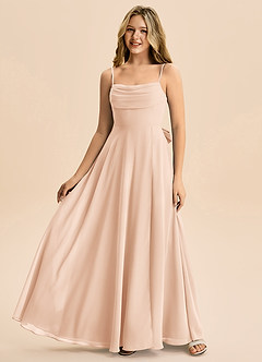 Azazie Bear Junior English Rose A-Line Pleated Chiffon Dress image4