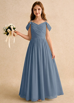 Azazie Chelo Girls Formal Flower Girl Dresses Twilight A-Line Pleated Chiffon Dress image3