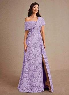 Azazie Milton Mother of the Bride Dresses Lilac A-Line Pleated Floral Burnout Dress image5