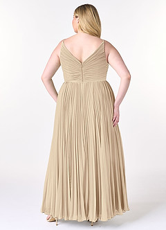 Azazie Raychelle Brautjungfernkleider A-Linie V-Hals Chiffon Kleid Champagner image8
