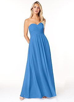 Azazie Yazmin Bridesmaid Dresses Blue Jay A-Line Sweetheart Neckline Chiffon Convertible Dress image1